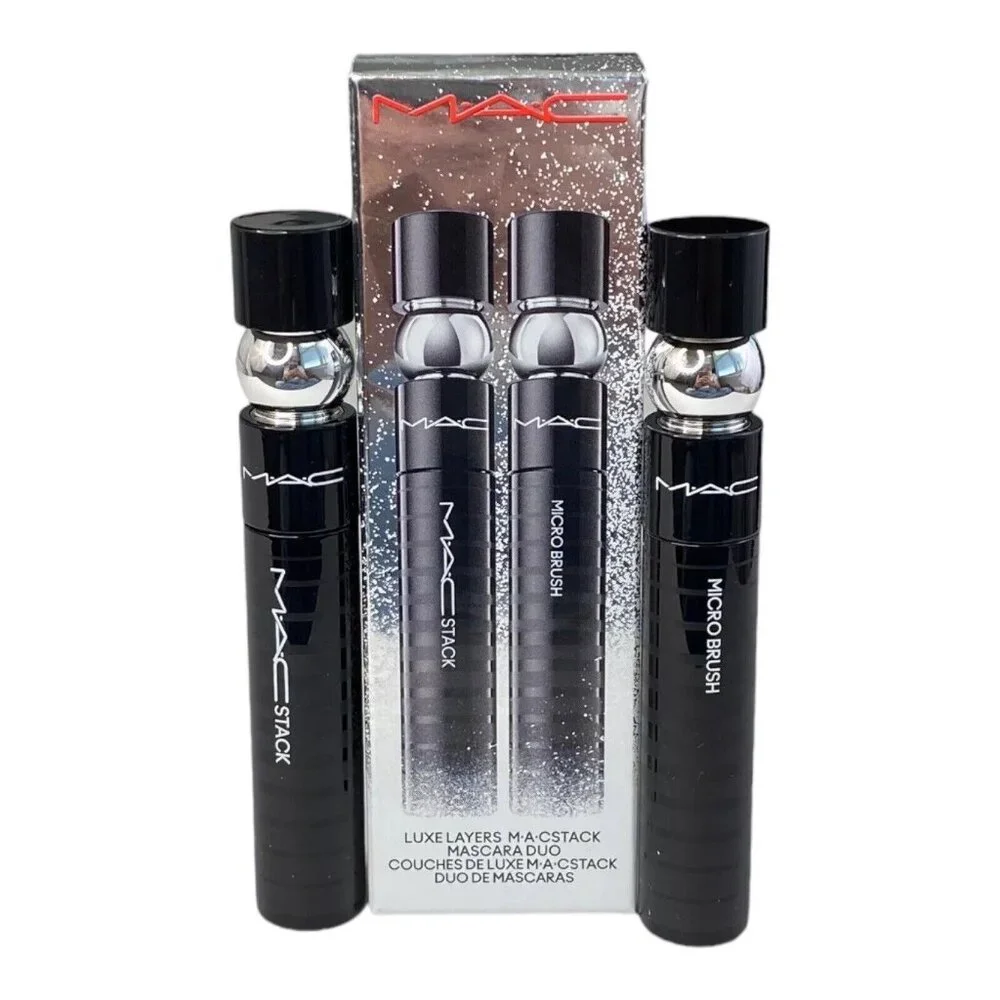 MAC Luxe Layers Mac Stack Mascara Duo Superstack Micro & Mega Black Mascara‎ NIB